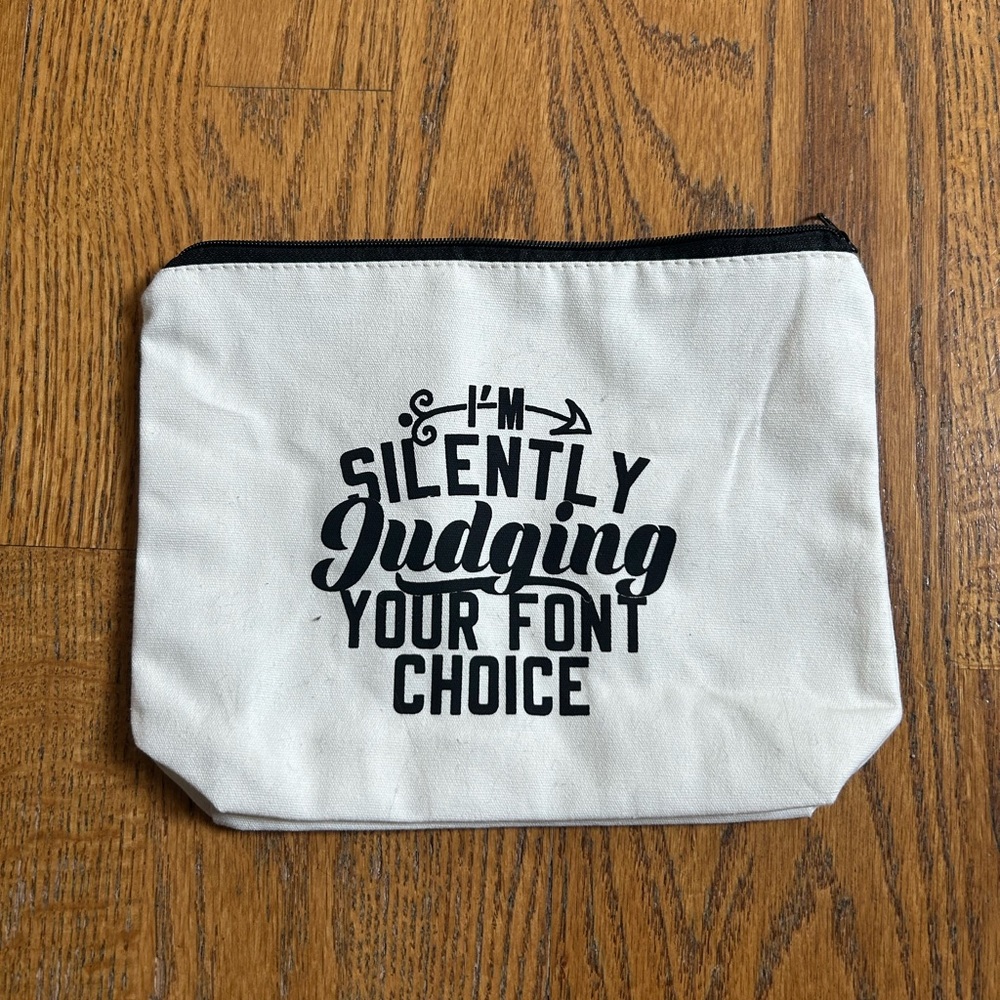 White Canvas Makeup or Pencil Pouch